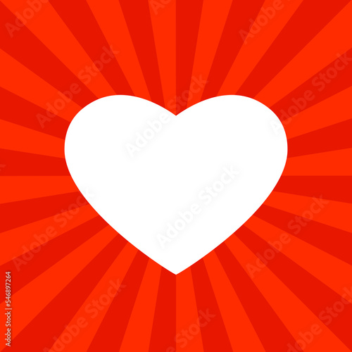 Love vector banner with heart and copy space in red and white colors. Happy Valentine's Day concept