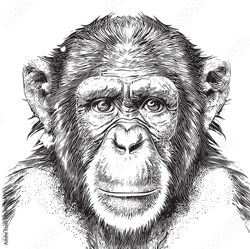 Fotografia Monkey portrait sketch hand drawn engraving style Vector illustration