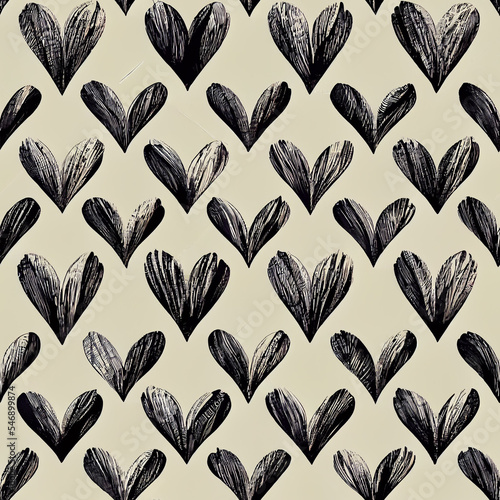 seamless sketch black love heart pattern