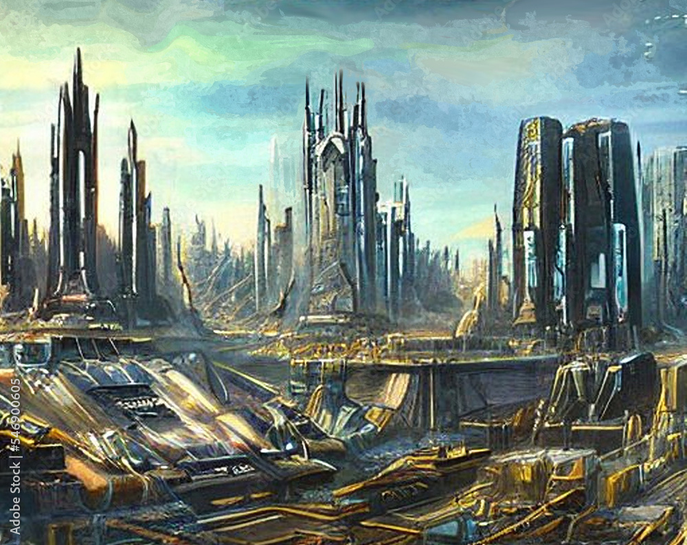 未来都市の戦争の傷跡 Stock Illustration Adobe Stock