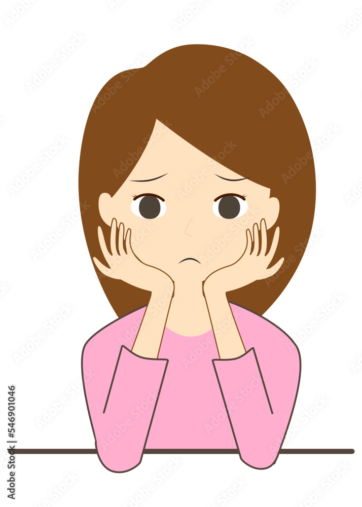 ため息をつく女性。悩み、不安のコンセプト。