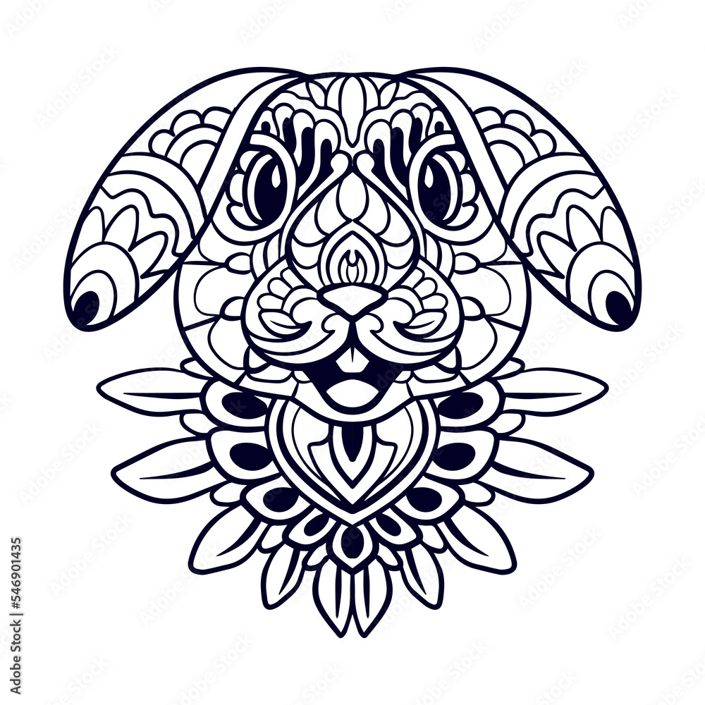 Fototapeta premium Beautiful Rabbit mandala arts isolated on white background