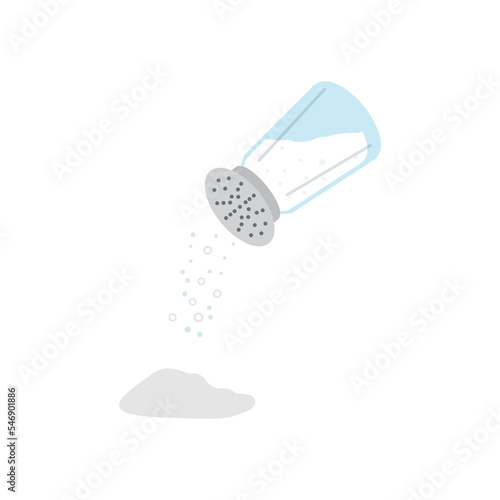 Poured salt from the salt shaker. cooking element. flat vector illustration isolate on a white background