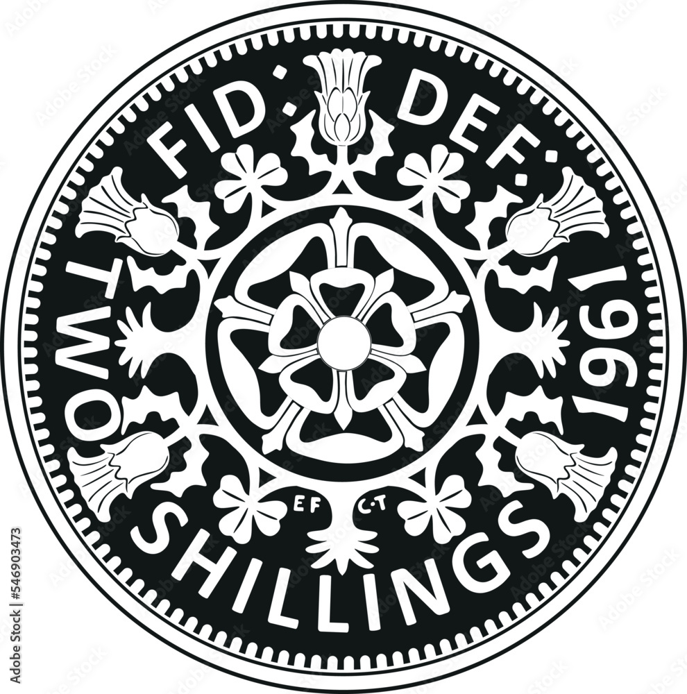 england coin two shilling year 1961 vector design england coin two shilling year 1961 vector design
