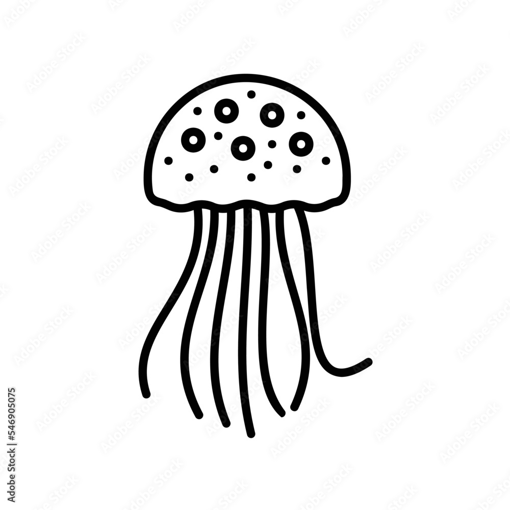 Jellyfish icon for ocean creature or sea animal in black outline style Jellyfish icon for ocean creature or sea animal in black outline style