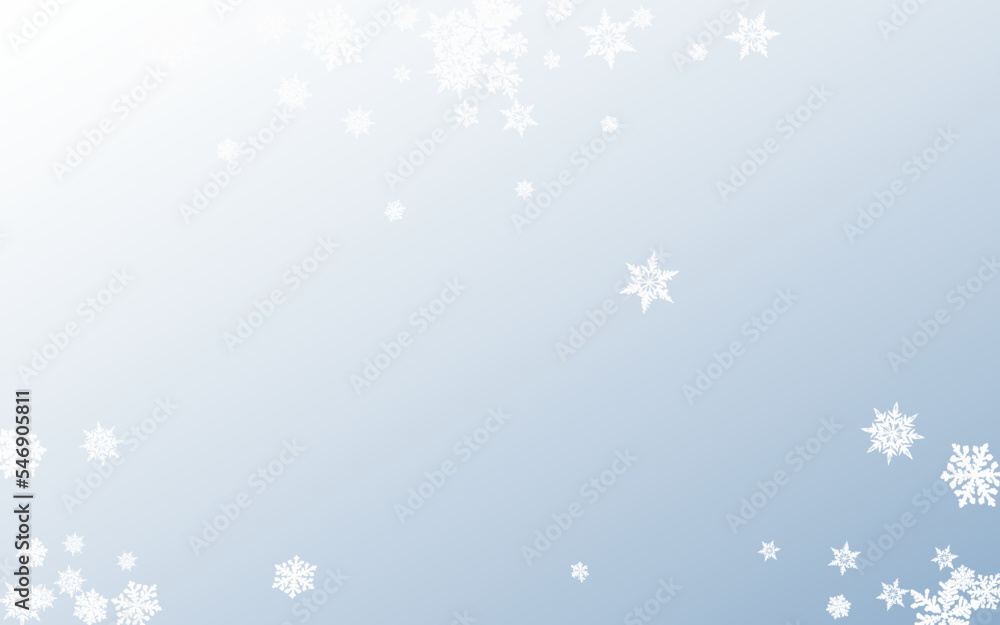 White Snowflake Panoramic Vector Gray Background.