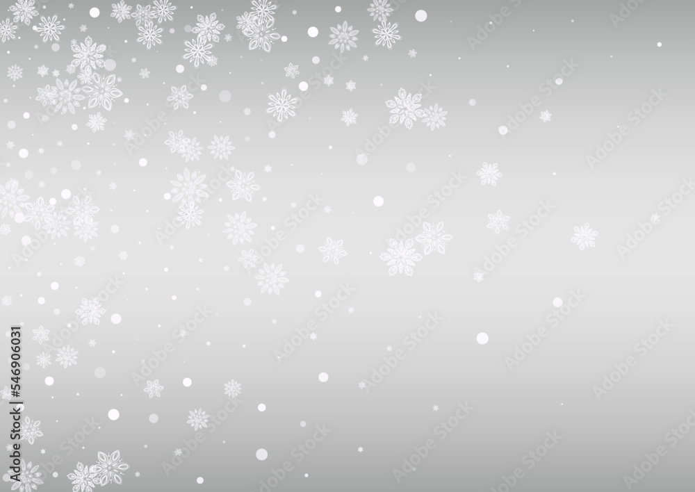 Gray Snowfall Vector Silver Background. New