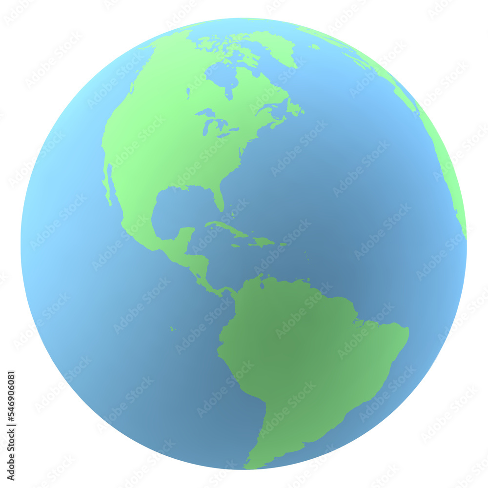 Highly detailed Earth globe With North America and South America. PNG clipart isolated on transparent background