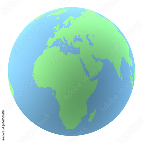 Highly detailed Earth globe, Africa and Middle East. PNG clipart isolated on transparent background