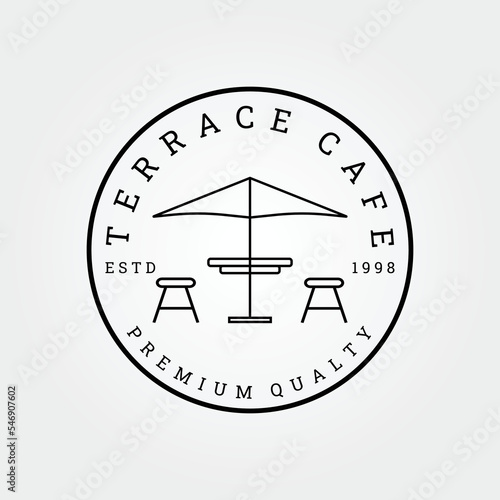 terrace cafe emblem logo vector illustration design