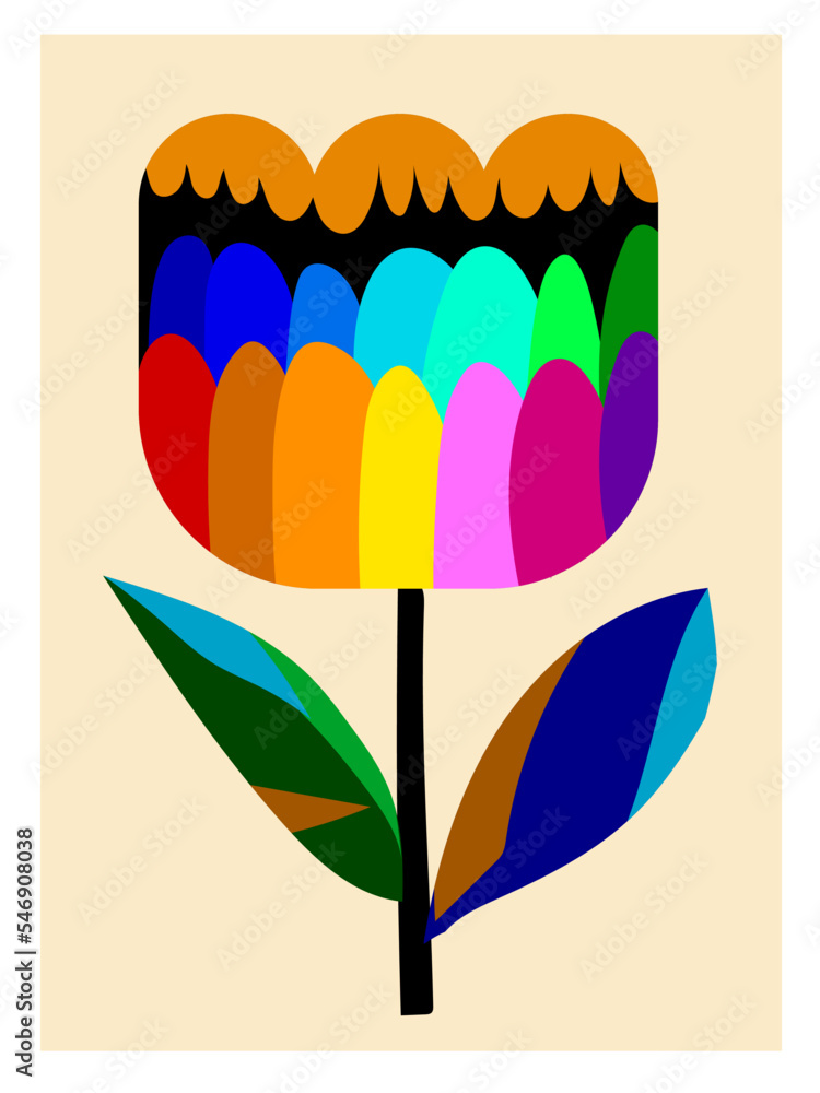 Beautiful flower and leaves botanical icon hand drawn vector illustration.
