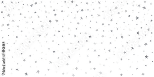 Silver stars vector background, sparkling Christmas confetti falling isolated on white. magic shining flying stars glitter backdrop, sparkle border