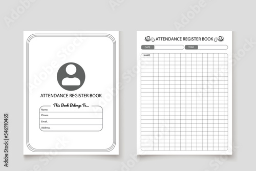 Attendance register kdp interior log book design