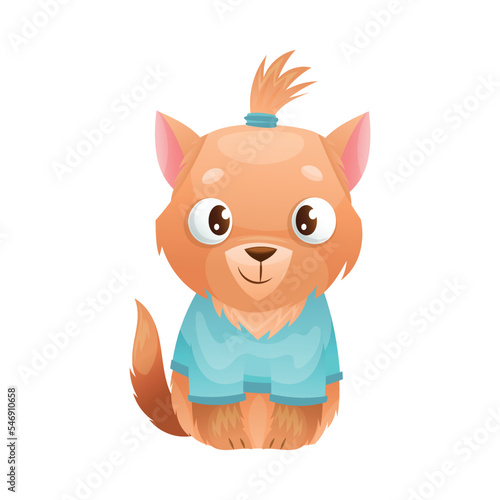 Dog Puppy with Cute Snout as Home Pet Animal Vector Illustration