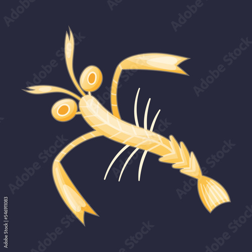Yellow Plankton Water Organism Free Floating on Dark Background Vector Illustration