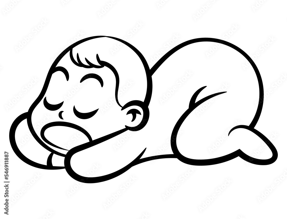 Cartoon illustration of Adorable baby sleeping with rest well at ...