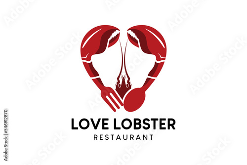 Love lobster logo design with a creative concept, vector illustration for a lobster or seafood restaurant logo