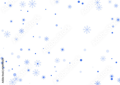 Snowflakes. Snow, snowfall. Falling scattered blue snowflakes on a white background. Vector