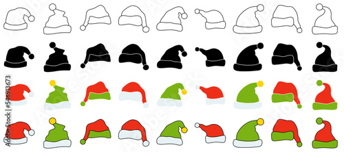 Set of Elf hat isolated on white background
