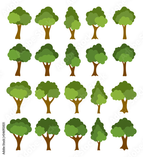 Set of hand drawn trees