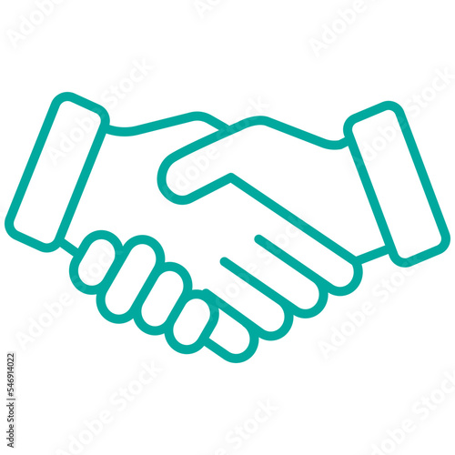Simple minimal modern line male handshake icon. Vector blue outline pictogram isolated on transparent background