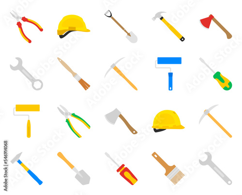 Set of tools isolated on white background