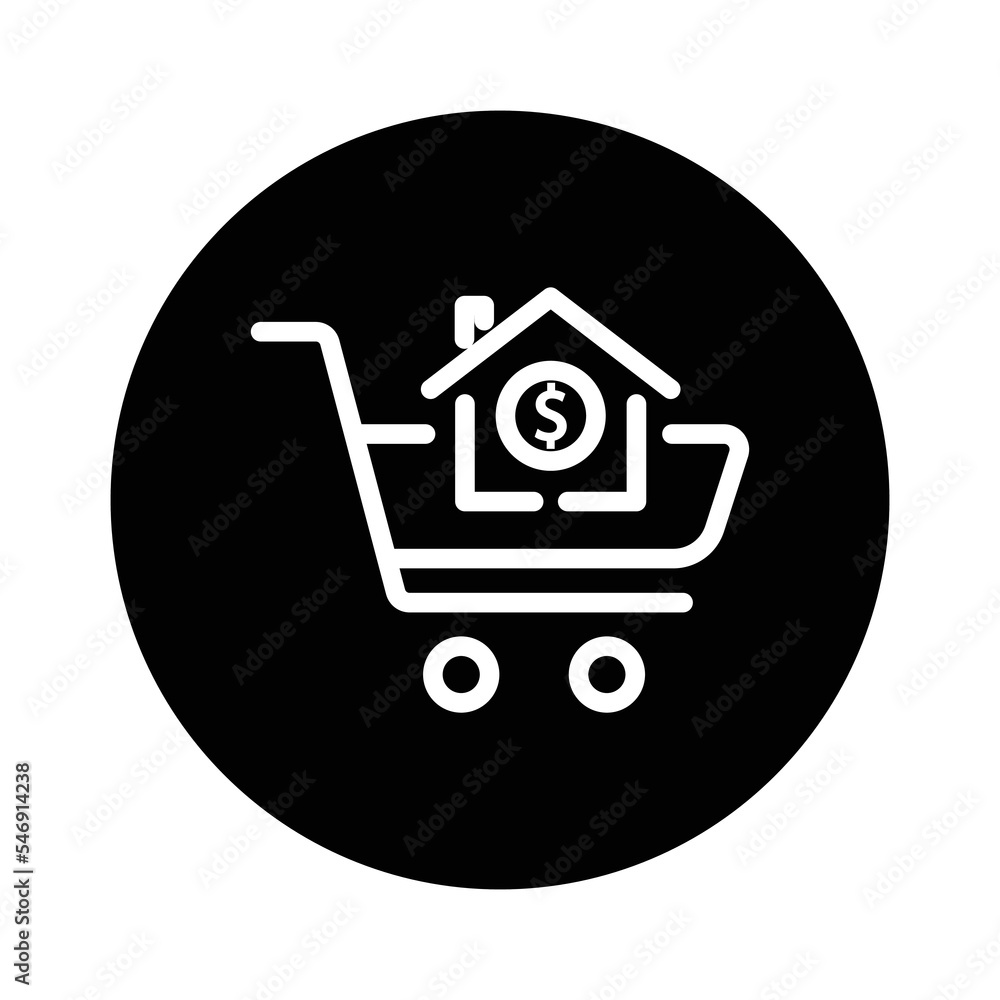 Trolley glyph icon illustration with house and dollar. suitable for buy house icon. icon related to real estate. Simple vector design editable. Pixel perfect at 32 x 32 Trolley glyph icon illustration with house and dollar. suitable for buy house icon. icon related to real estate. Simple vector design editable. Pixel perfect at 32 x 32