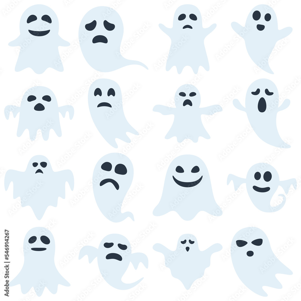 Fototapeta premium Set of Ghost isolated on white background