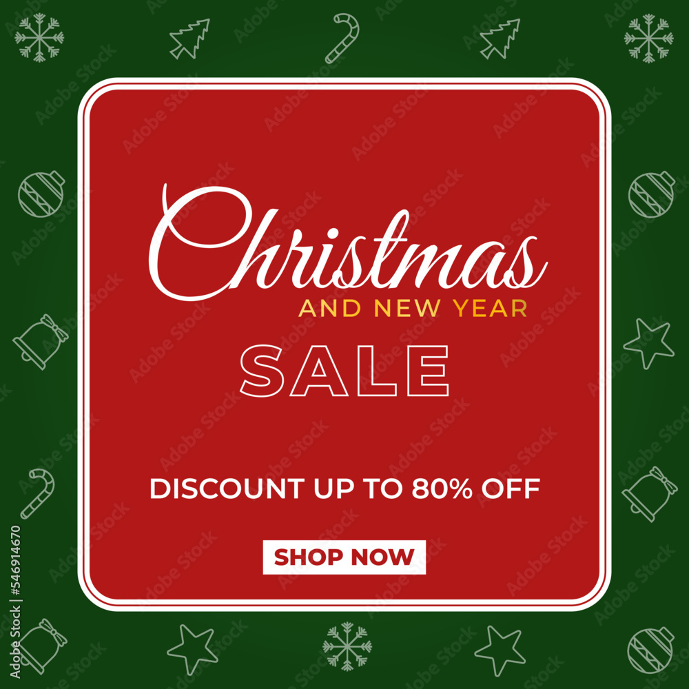 Christmas and New year sale square banner design. Usable for social media post, and web ad Christmas and New year sale square banner design. Usable for social media post, and web ad