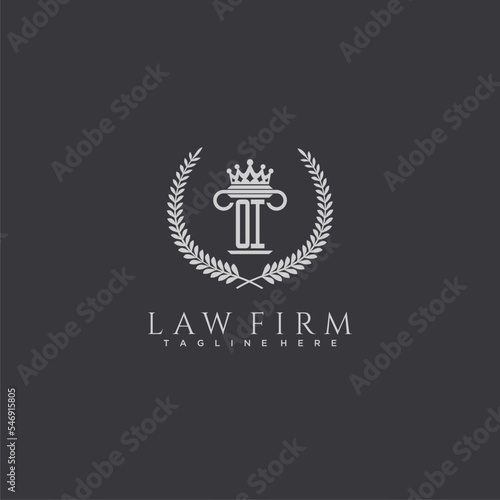 OI letter monogram logo for lawfirm with pillar & crown image design