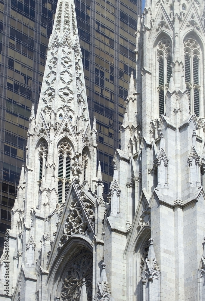 st patricks cathedral ny gothic spires and modern skyscraper 