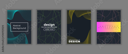 Set of abstract cover design vector illustration template with geometric background made from dots, circles for brochure, magazine, flyer, booklet, annual report, catalog, poster, book