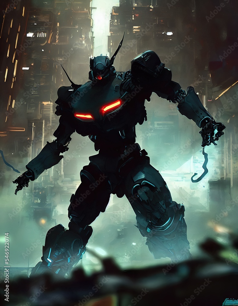 Fototapeta premium Giant armored metal robot 