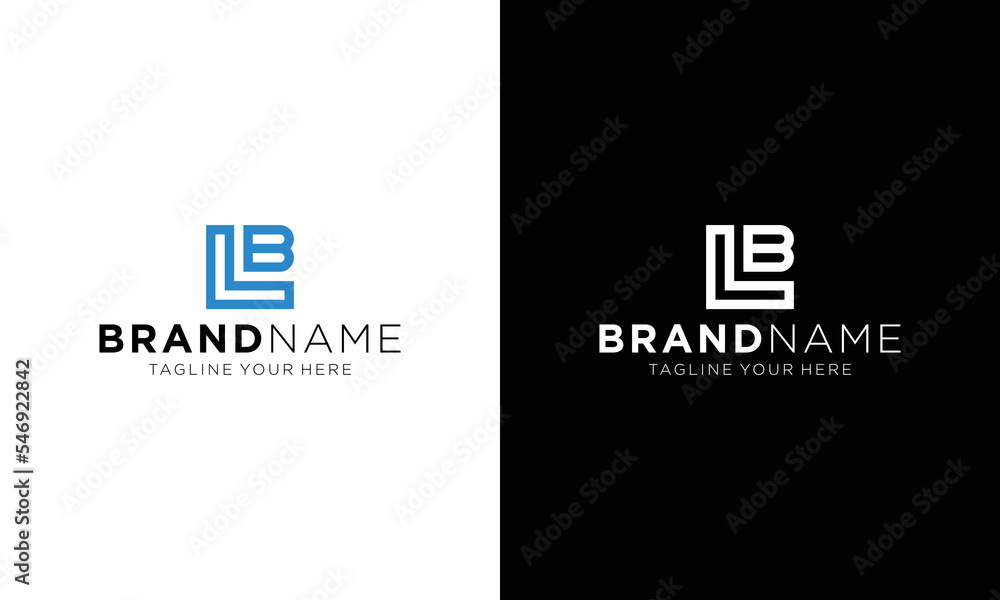 Modern creative geometric shaped LB BL L B artistic. on a black and white background. Modern creative geometric shaped LB BL L B artistic. on a black and white background.