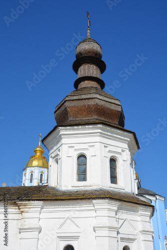 Refectory St. John the Divine. The monastery is located on the right bank of the Dnieper River northeast of the Saint Sophia Cathedral