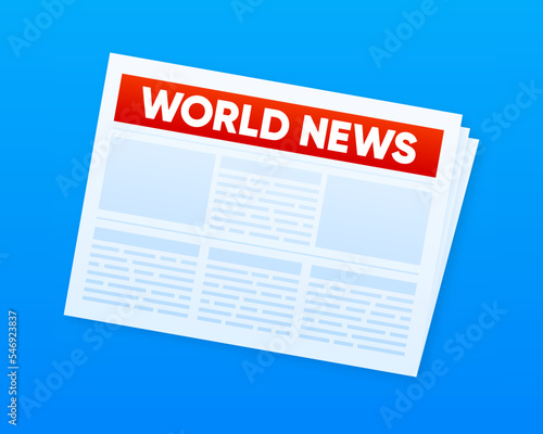World News. Folded newspaper. Blank for news page template. Vector illustration.