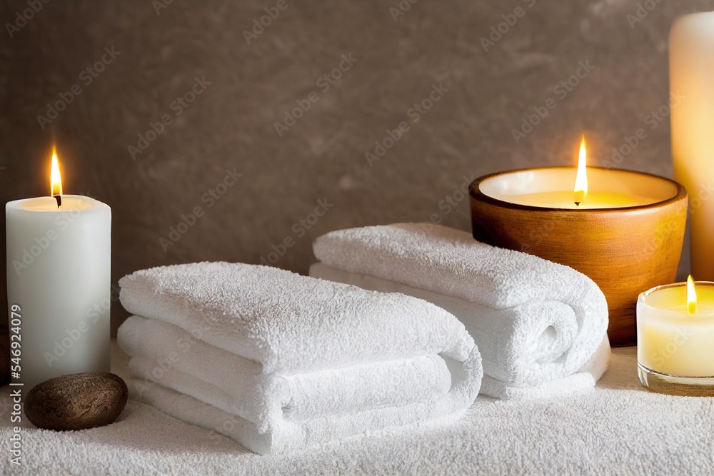 Spa still life with towels, candles and orchid
Spa still life with towels, candles and orchid