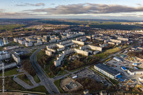 panoramic aerial view of a huge residential complex with high-rise buildings © hiv360