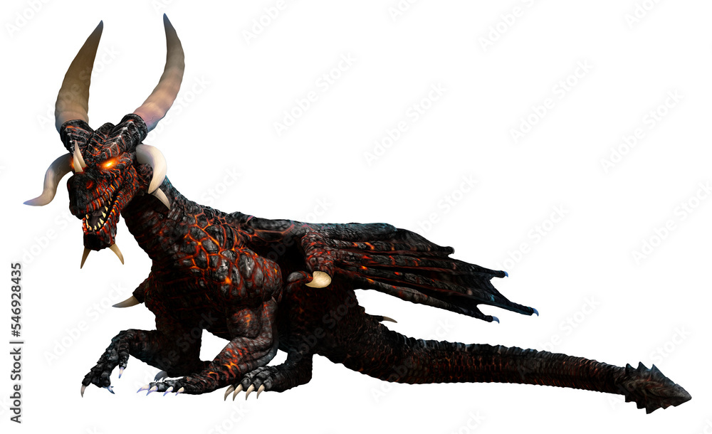 Lava dragon sitting 3D illustration Lava dragon sitting 3D illustration