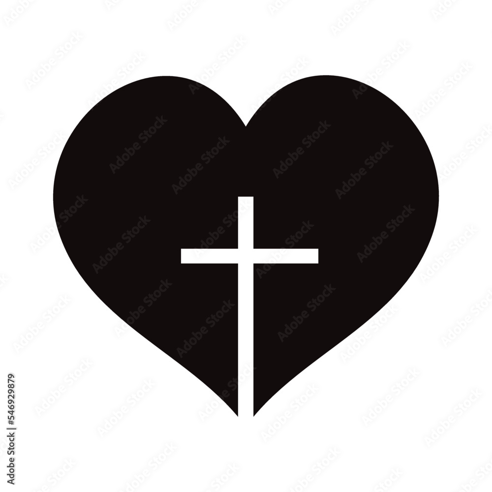 Obraz premium Illustration of heart with cross. Christianity.