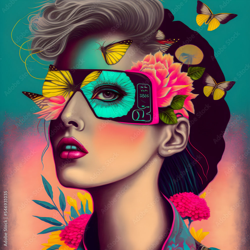 Collage Fun Art, 80s and 90s style Background Illustartion, Pop-Art ...