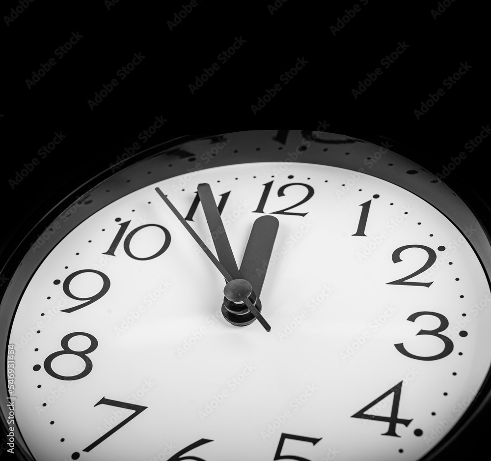 Ancient wall clock. Without five midnight on the clock. Ancient wall clock. Without five midnight on the clock.