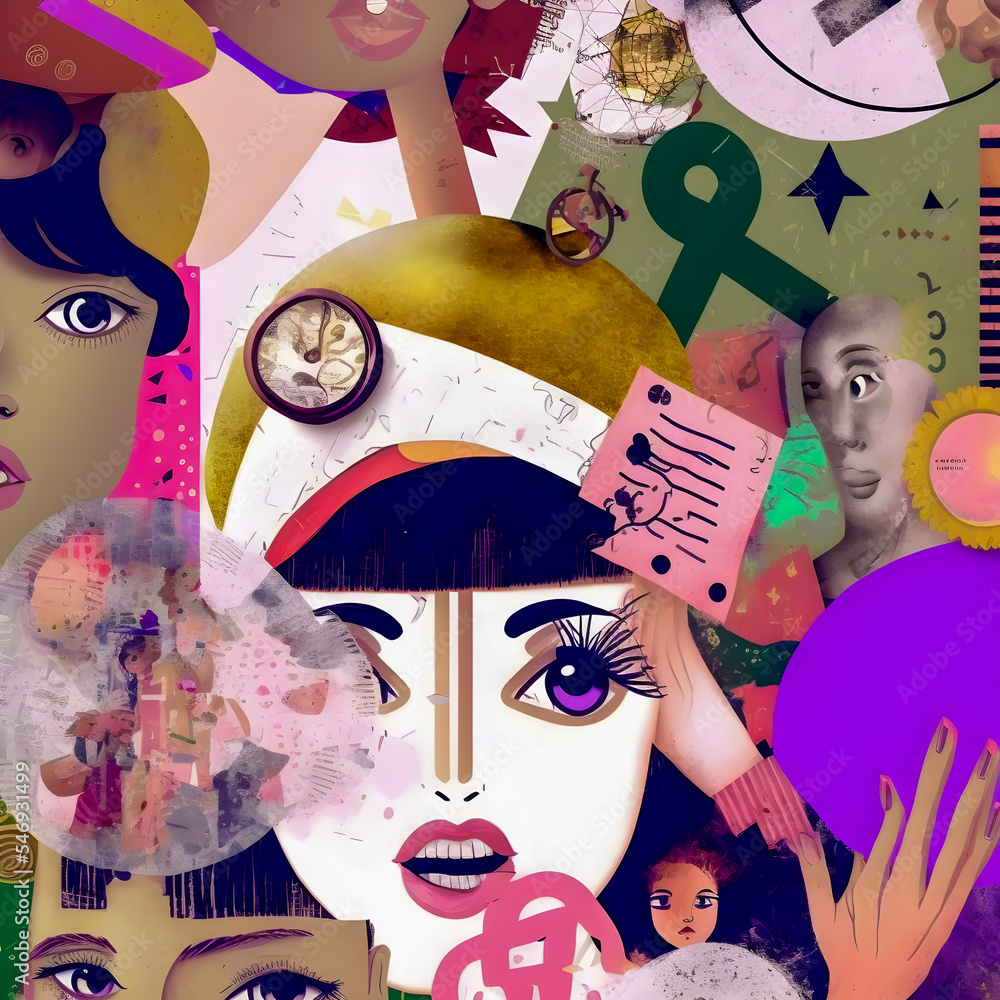 Collage Fun Art, 80s and 90s style Background Illustartion, Pop-Art ...