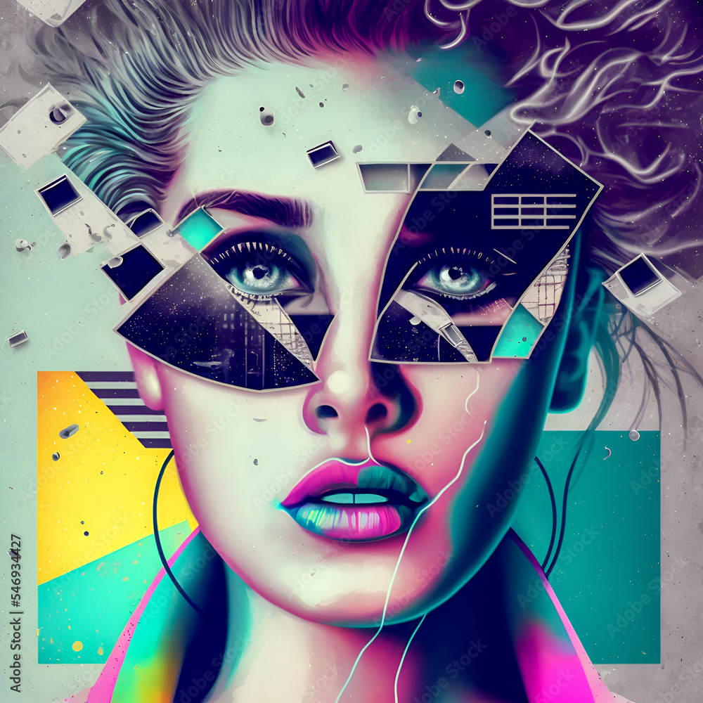 Collage Fun Art, 80s and 90s style Background Illustartion, Pop-Art ...
