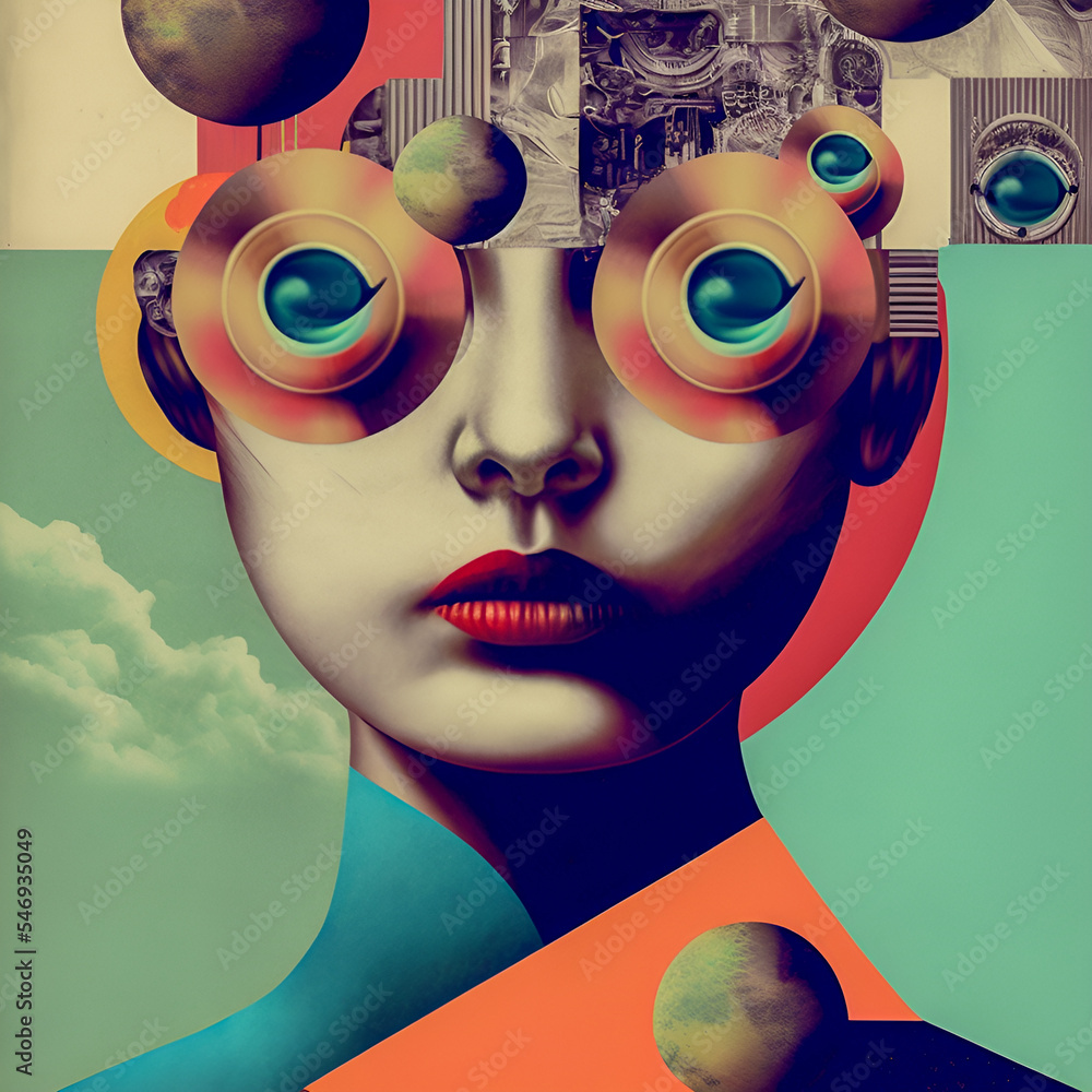 Collage Fun Art, 80s and 90s style Background Illustartion, Pop-Art ...