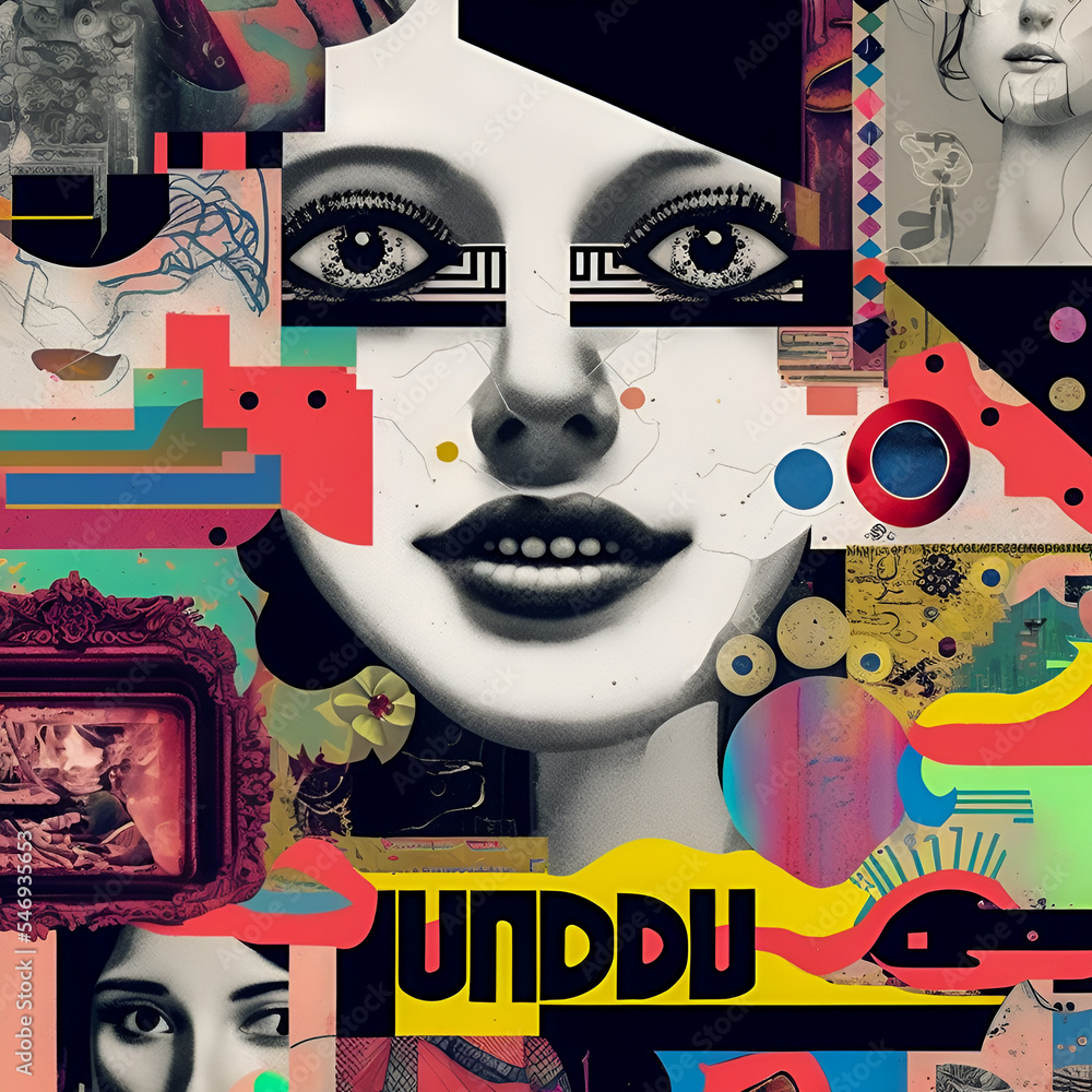 Collage Fun Art, 80s and 90s style Background Illustartion, Pop-Art ...