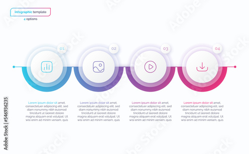 Abstract vector gradient minimalistic infographic template composed of 4 circles