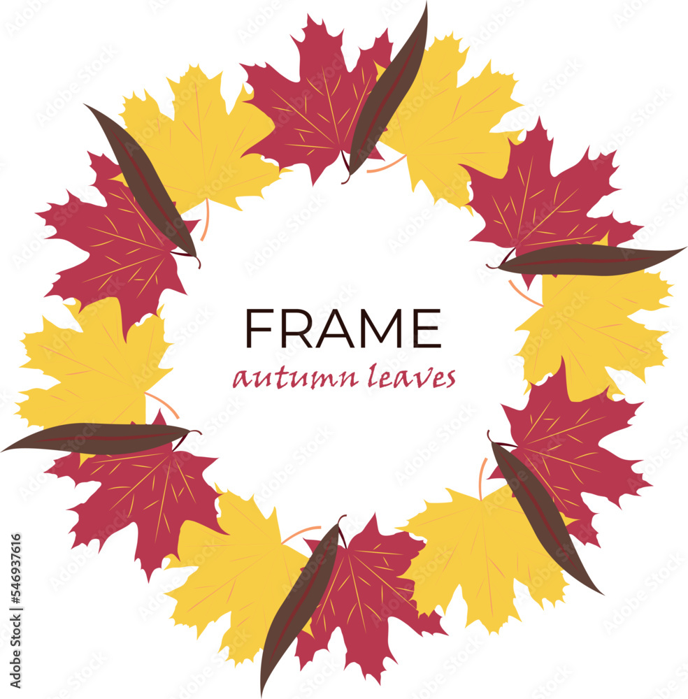 Vector autumn frame. Design for invitation, envelope, card. Vector drawing.