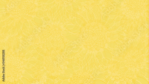 Elegant Yellow floral abstract background. Sketched sunflowers wallpaper. Bright golden yellow backdrop with hints of drawn sunflowers throughout.