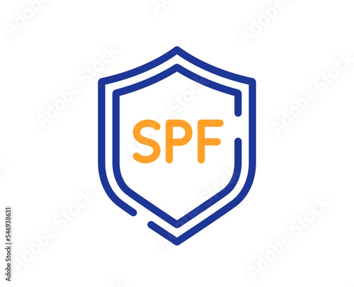 Spf protection line icon. Sun protect sign. Sunscreen effect symbol. Colorful thin line outline concept. Linear style spf protection icon. Editable stroke. Vector